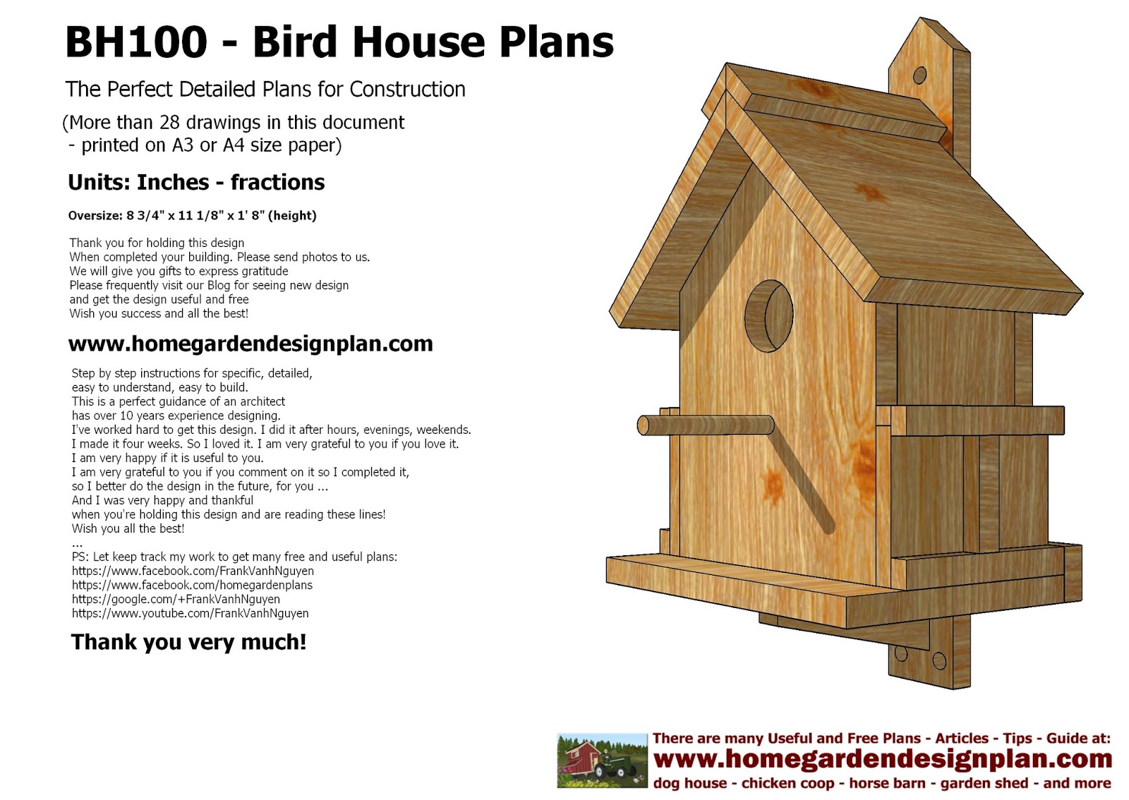 Garden Bird  House  Plans  PDF Woodworking